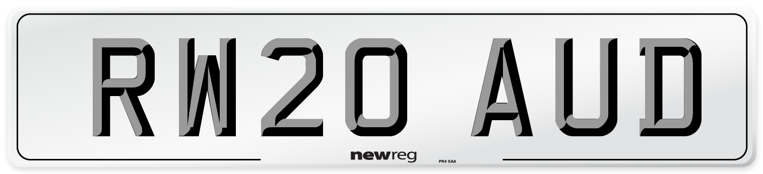 RW20 AUD Number Plate from New Reg